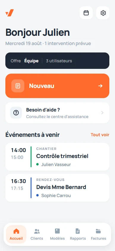 Aperçu de l'app mobile